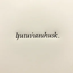 a single sentence written in an alien language small and centered on off white paper