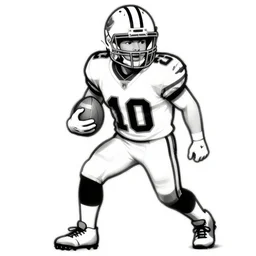 A football player, Harry Volk clip art style, black and white Volk line art