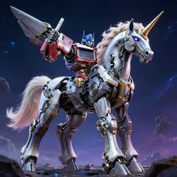 mechanical unicorn transformer sci - fi cosmic 4 k wallpaper