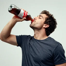 “ nathan fielder drinking from a huge soda bottle ”