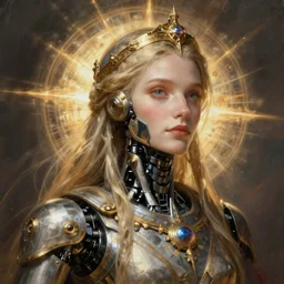 dnd head and shoulders portrait, automaton robotic warforged priest of the sacred godforge, james gurney, ray swanland