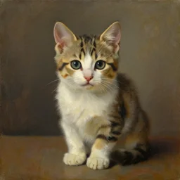 an oil painting of a kitten by rene magritte ; a beautiful masterpiece