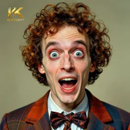 portrait of a crazy man, in the style of edouard benedictus and e. a. seguy, beautiful, bizarre, hyper detailed, vivid and vibrant, 8 k, award winning, trending on artstation,