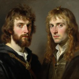arthur pendragon and merlin. focus on their faces. natural lighting. highly detailed painting by by gaston bussiere, donato giancola, j. c. leyendecker 8 k
