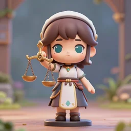 lady justice mini cute style, highly detailed, rendered, ray - tracing, cgi animated, 3 d demo reel avatar, style of maple story