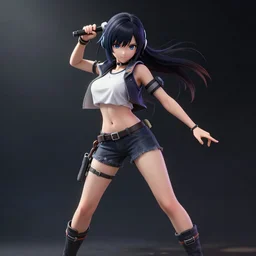 naro rinri female, dynamic posing, dramatic lighting, video game asset