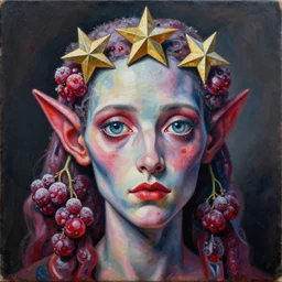 intricate five star frost berry mutant portrait by pablo picasso, oil on canvas, hdr, high detail, photo realistic, hyperrealism, matte finish, high contrast, 3 d depth, centered, masterpiece, award - winning, vivid and vibrant colors, enhance light effect, enhanced eye detail, artstationhd