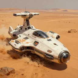 detailed sci-fi spaceship covered partially in sand on Mars, vibrant digital concept art painting by greg rutkowsky and Santeri Soininen, trending on artstation