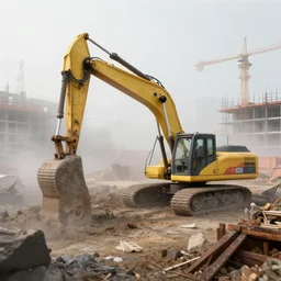 a construction site half engolfed in fog 3 d render