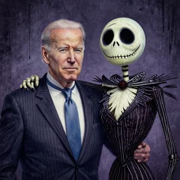 grunge drawing of joe Biden in the style of jack skellington and Jacob Shaw,creepy, surreal, trending on artstation