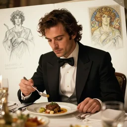 oscar isaac eating dinner, character sheet, character design, contrast, deep focus, turnaround, highly detailed, dramatic lighting, digital painting, artstation, concept art, matte, sharp focus, illustration, elegant, art by artgerm and greg f and alphonse mucha.