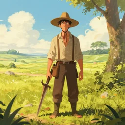 farmer on hot day, scifi fantasy by jesper ejsing and artgerm