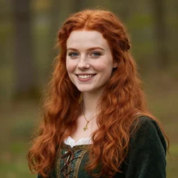 beautiful portrait of a young redhead woman bard smilling, trending on artstation, trending on deviantart, by Peter Mohrbacher