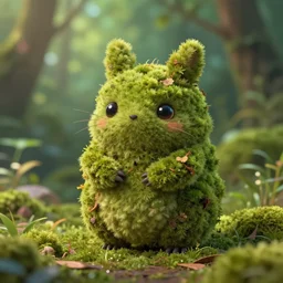 cute little magical critter made of moss, desktop background, path traced, highly detailed, high quality, digital painting, by studio ghibli, lise deharme, alexander jansson, paul lehr, tim white, hans zatzka, george stubbs, louis wain, alphonse mucha