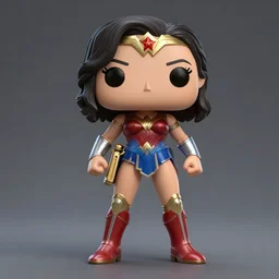 full body character gal gadot as wonder woman action figure funko pop, octane render, cgsociety, digital painting, nendroid, anime, disney, pixar, 8 k, hd, dof, volumetric lighting by