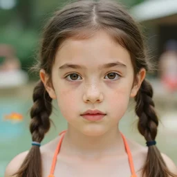 closeup face portrait of a cute girl with freckles and pigtails, bikini, nicoletta ceccoli, mark ryden, lostfish, max fleischer, photography 4 k, f 1. 8 anamorphic, bokeh, 4 k, canon, nikon, detailed and intricate environment