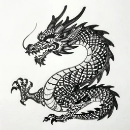 dragon, black ink on paper, trending on artstation, beautiful, intricate, detailed