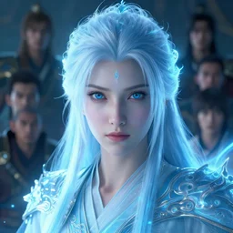 a fancy close up portrait of a beautiful light mage in lightblue aura by Greg Rutkowski, Sung Choi, Mitchell Mohrhauser, Maciej Kuciara, Johnson Ting, Maxim Verehin, Peter Konig, final fantasy , mythical, 8k photorealistic, cinematic lighting, HD, high details, atmospheric,