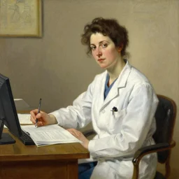 a woman doctor, painting by by ralph grady james, jean christian biville
