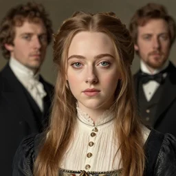 portrait en buste of amanda seyfried in an edwardian dress by frederic william burton and frederic leighton, abundantly detailed, perfectly detailed eyes