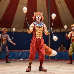 fox clown juggling at the circus