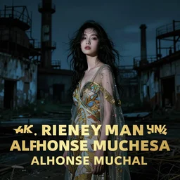 a beautiful young asian woman in abandoned industrial city at night, dark moody lighting, by jeremy mann and alphonse mucha, dramatic lighting, ethereal, stunning, breathtaking, awe - inspiring award - winning, 8 k