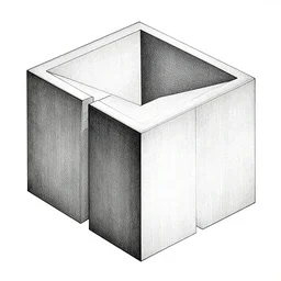 variation of 3 d box mass shape design, mies van der rohe, very detailed