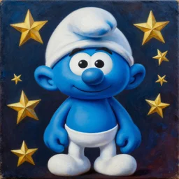 intricate five star papa smurf monster portrait by pablo picasso, oil on canvas, hdr, high detail, photo realistic, hyperrealism, matte finish, high contrast, 3 d depth, centered, masterpiece, vivid and vibrant colors, enhanced light effect, enhanced eye detail, artstationhd