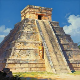 cyberpunk mayan ancient chicheni tza , fantasy, painting by greg rutkowski and alphonse mucha