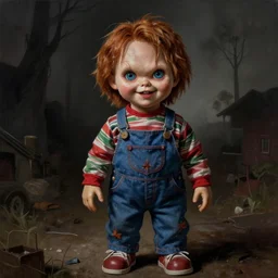 macabre painting of chucky by jeremiah ketner | horror themed | creepy