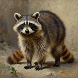 a raccoon in ancient rome, oil painting
