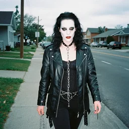 1 9 9 3, disposable camera, flash, suburbia street, cenobites walking, chains, leather, nails
