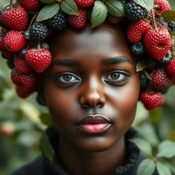 a face made of berries
