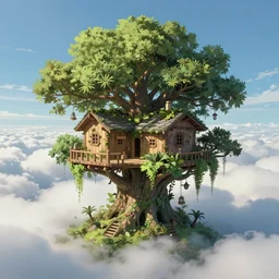 an intricate concept art illustration of an undergrowth tree house above the clouds, fantasy, anime style, trending on artstation, cgsociety, epic lighting, digital art, matte painting, photorealistic movie still, art by ivan talavera and artgerm and dylan cole and feng zhu, hyper realistic, octane render, vibrant,