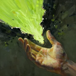 A photograph. A rip in spacetime. Did this device in his hand open a portal to another dimension or reality?! lime green by Fernand Toussaint, by Frank Quitely accurate