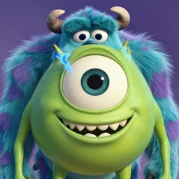 monsters inc 1 9 8 0 s pop band, detailed facial expression, surrealism aesthetic
