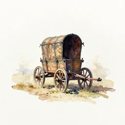 small centered on white watercolor paper, paint brush strokes, abstract watercolor painting of viking wagon, midday sharp light, dust, cinematic light, american romanticism by hans dahl, by jesper ejsing, by anders zorn, by greg rutkowski, by greg manchess, by tyler edlin