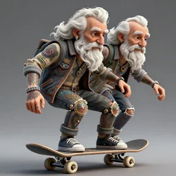 old seniors retired people skateboarding with tattoos piercings digital art, 3 d high definition, trending on artstation, photorealistic, high resolution, 8 k, octane, hyper detailed, trending on deviantart insane details, intricate, elite, ornate, elegant trend, highly detailed and intricate, sharp focus, photography, unreal engine