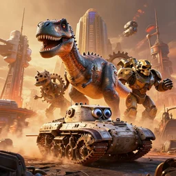 pixar dinosaurs googly eyes, submarine m 1 tank fury road, warm colored highly detailed cinematic scifi render of 3 d sculpt of spiked gears of war skulls bucketwheel jabbas palace cybertron, military chris foss, john harris, smelting pit'aircraft carrier tower'beeple, warhammer 4 0 k, halo, star citizen, halo, mass effect, high tech industrial, artstation unreal, 4 k, 8 k, hd