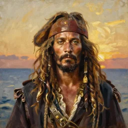 Painting of Davy Jones. Art by William Adolphe b Bouguereau. During golden hour. Extremely detailed. Beautiful. 4K. Award winning.