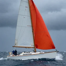 a sailing boat in stormy weather