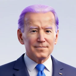 3d render of Joe Biden with purple hair