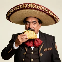 epic masterpiece of cinematographic hyperrealism where ruben dario appears dressed as a mexican eating a taco. realistic shaded lighting poster by craig mallismo, artgerm, jeremy lipkin and michael garmash, unreal engine, radiant light, detailed and intricate environment, digital art, art station trends