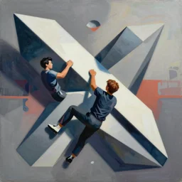 Ice Climbers painting by Sachin Teng, asymmetrical, Organic Painting , Hard Light and long shadows, Matte Painting,  geometric shapes, hard edges, graffiti, street art, 300 dpi :2 by Sachin Teng:4