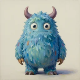 oil painting of a cute monster surrealistic, extremely detailed, sharp focus, wide view, full body shot, smooth, digital illustration, m, james jean, by rossdraws, frank franzzeta, mcbess, sakimichan, brosmin, danton fadeev, steve simpson