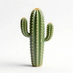 porcelain figurine barrel cactus, stylized pixar-style 3d render, full body, isolated on a pure white background, centered, entire subject in frame, sharp focus, soft studio lighting