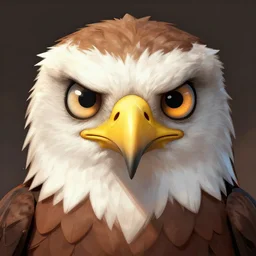 extremely detailed cartoon eagle looking directly into camera
