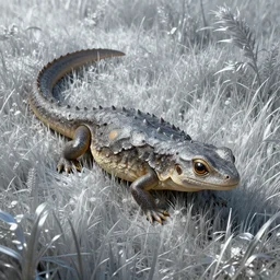 a small stationary herbivorous reptile in a small silver field boss battle fantasy artwork epic detailed and intricate digital painting trending on artstation by wlop octane render