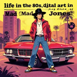 “life in the 80s, digital art in the style of Mad Dog Jones”