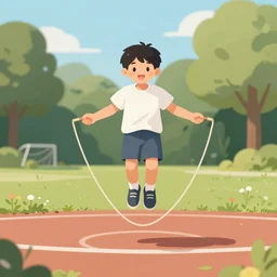 a kid jumping rope, digital art